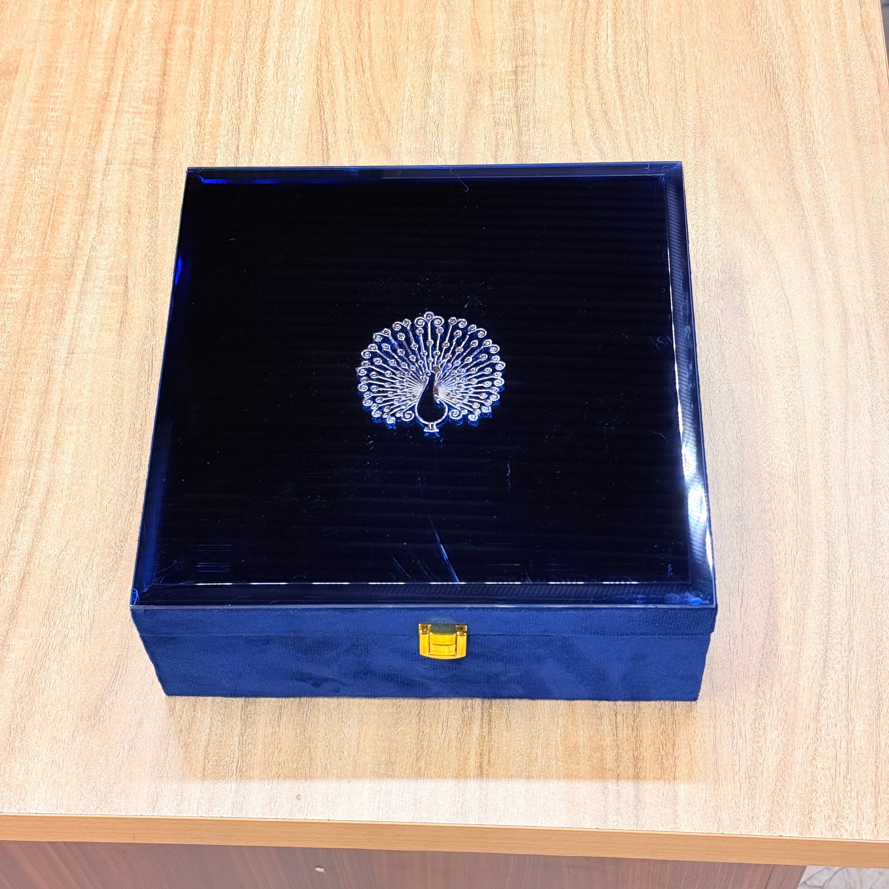 4 Jars Mirror Royal Peacock Velvet  Box with Carry Bag Gift Box