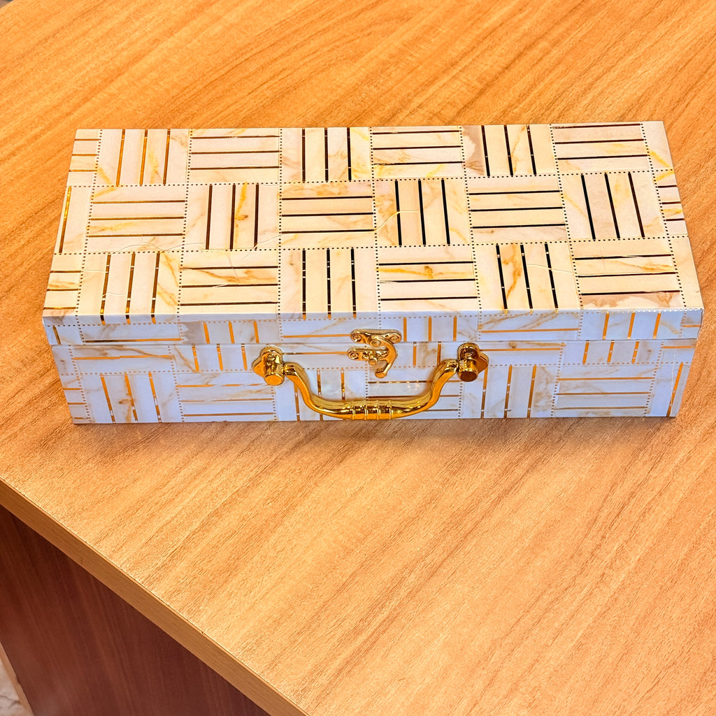 3 JAR White Line Foil Print Heritage Hamper Box