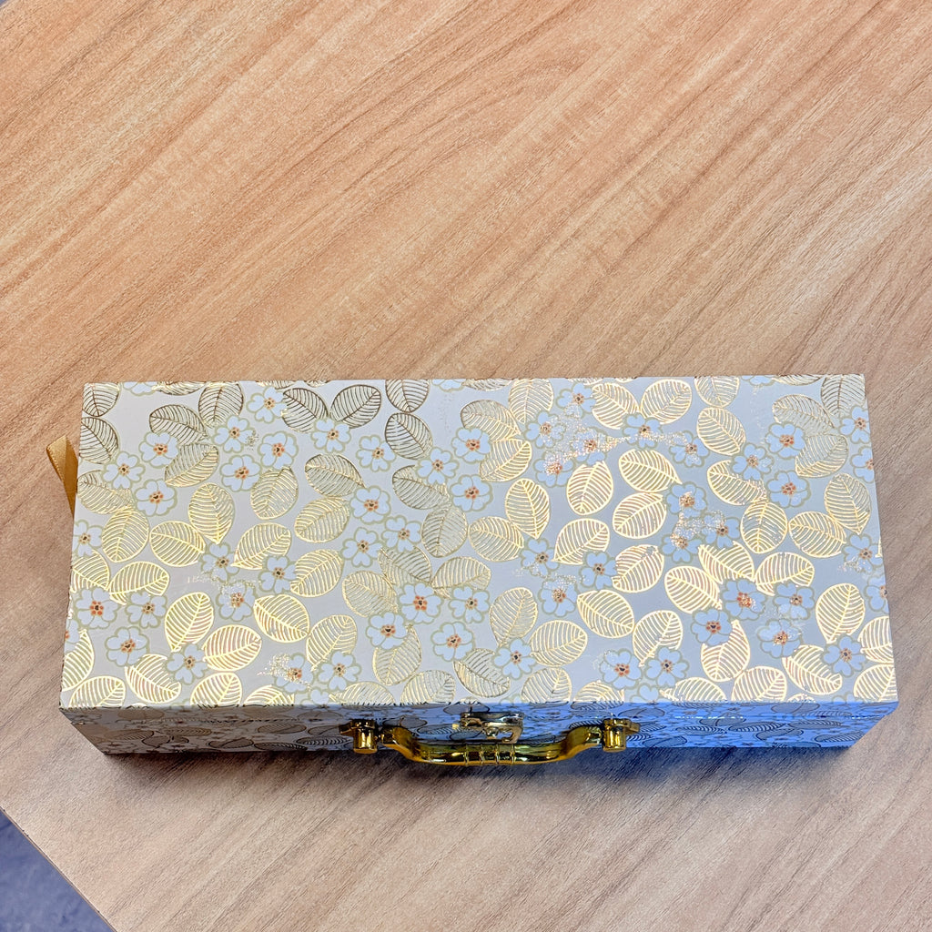 3 JAR New Leaf Foil Print Heritage Hamper Box