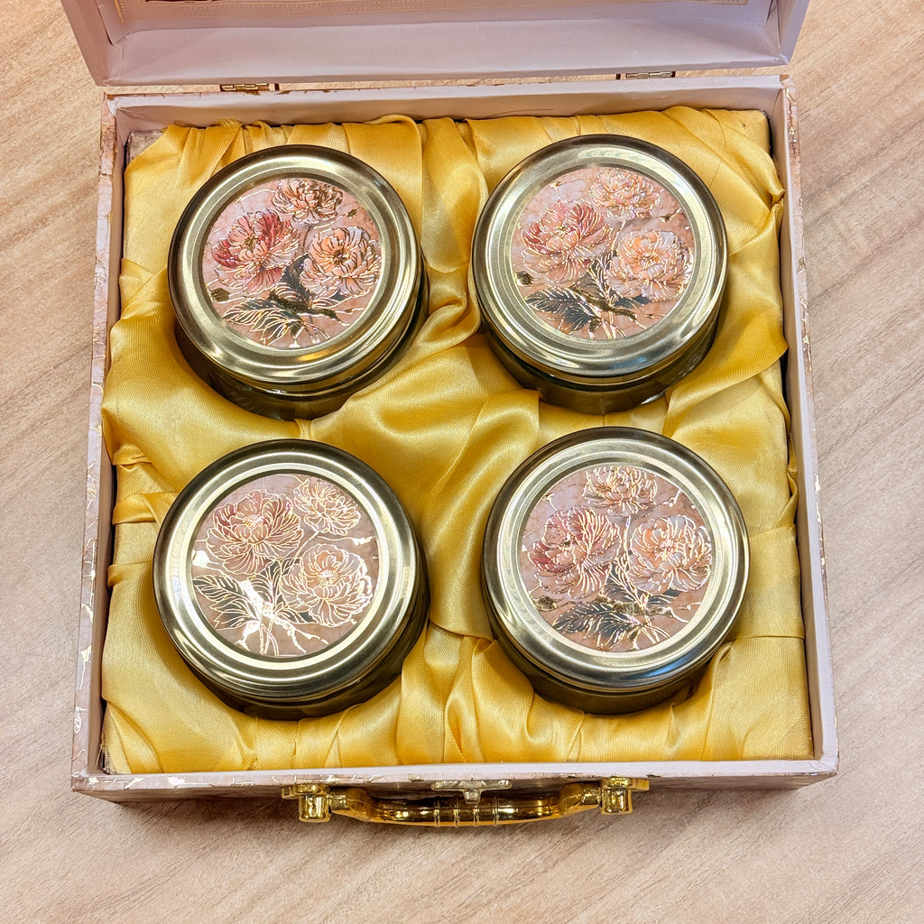4 Jars Rose MGI Peach Royal Heritage Palace Hamper MDF Box