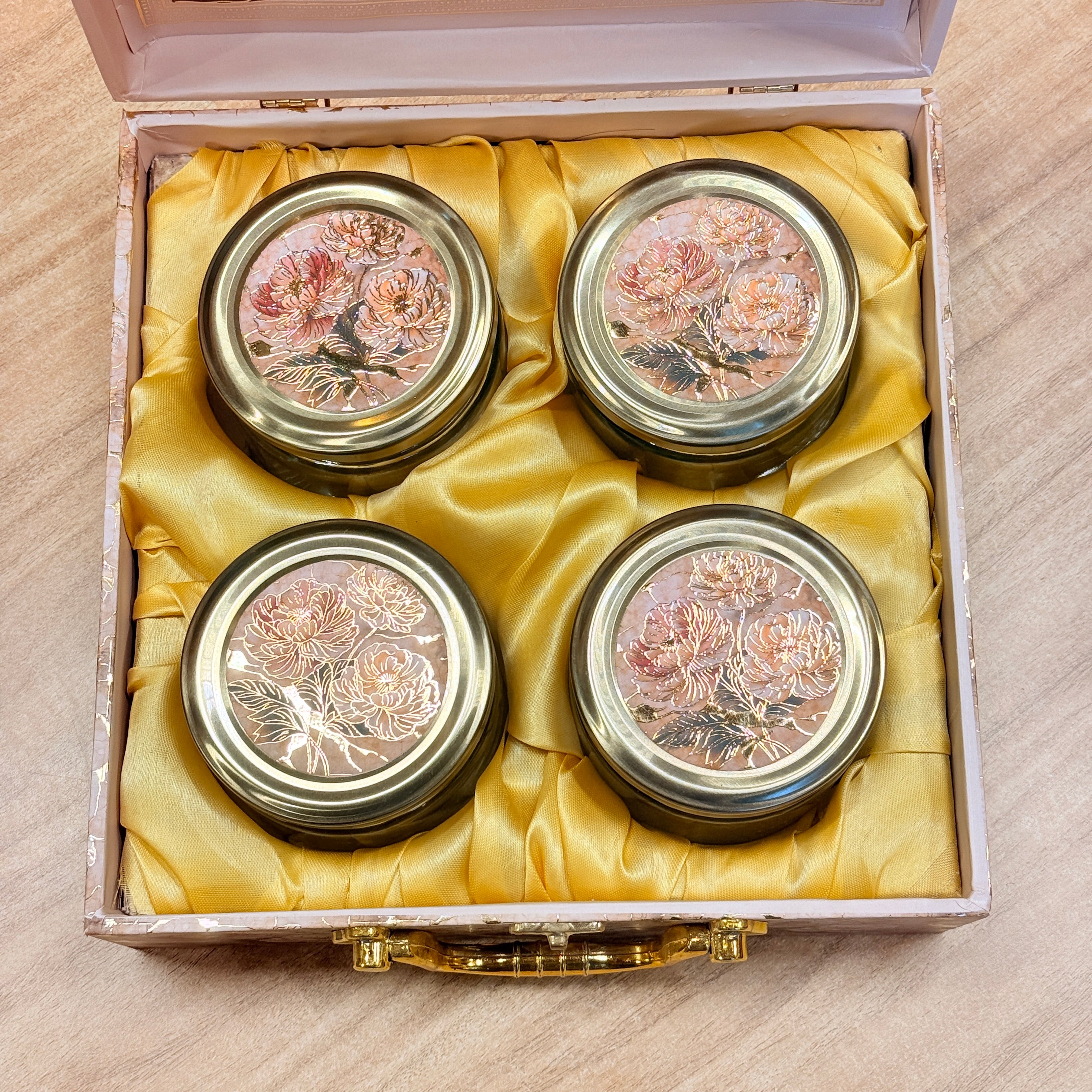 4 Jars Rose MGI Peach Royal Heritage Palace Hamper MDF Box