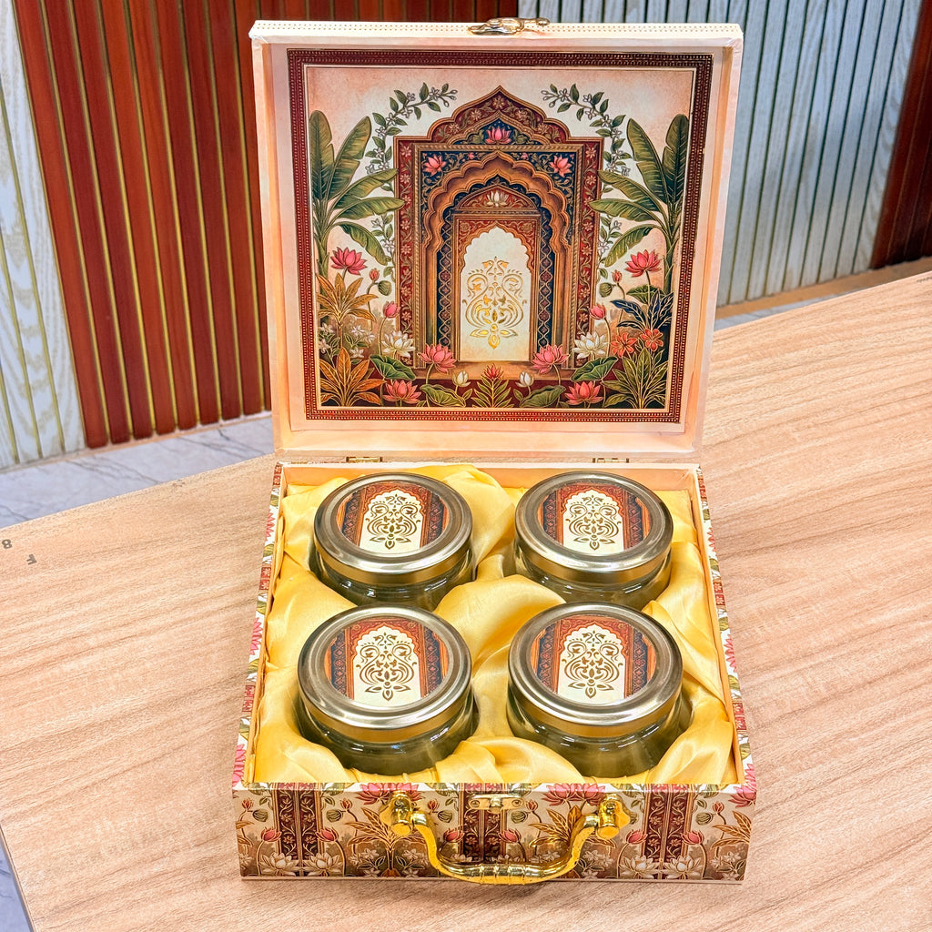 4 Jars Fort Gate Peach MGI Royal Heritage Palace Hamper MDF Box