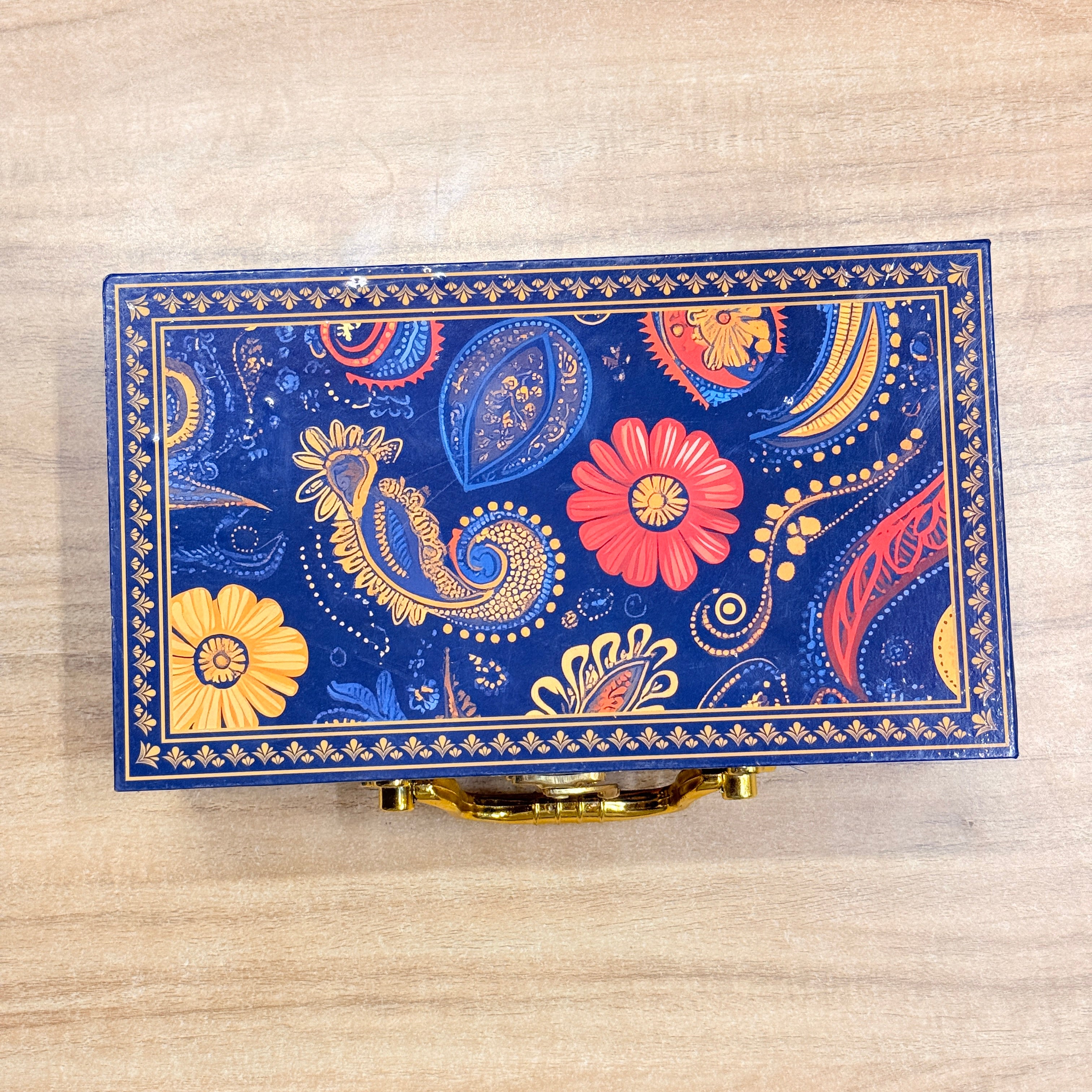 2 Jars  Blue Printed Premium Paisley Floral Hamper Box