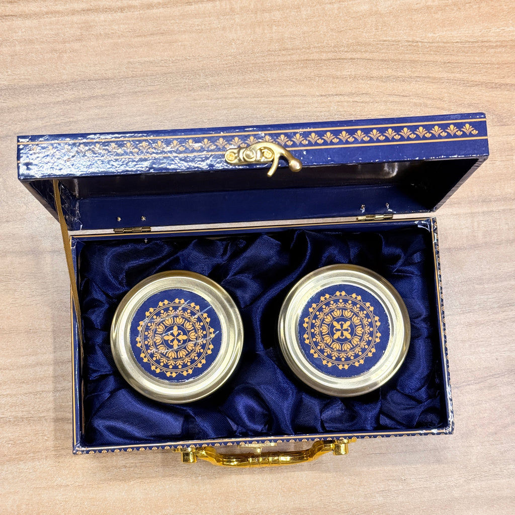2 Jars  Blue Printed Premium Paisley Floral Hamper Box