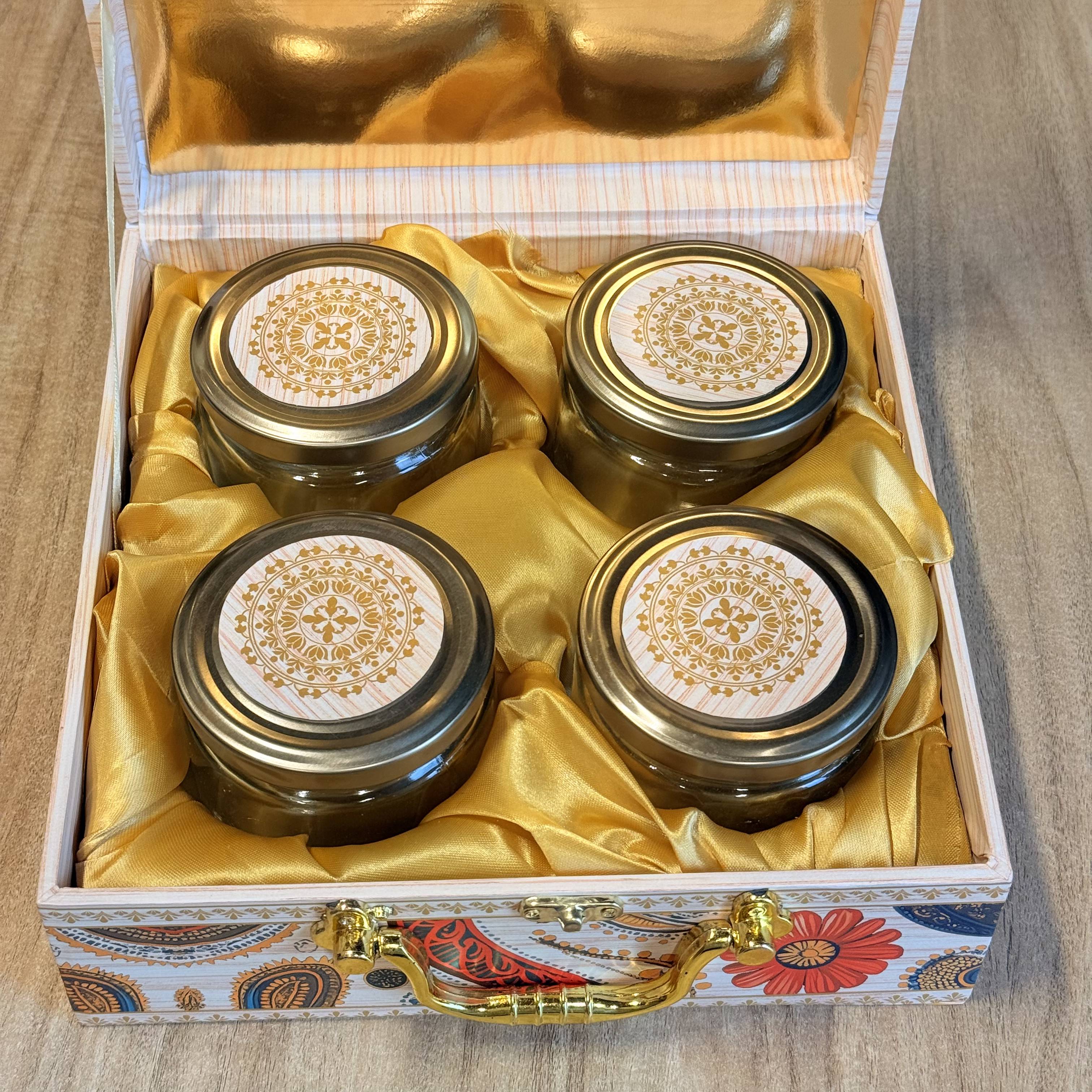 4 Jar Cream Print Luxury Hamper Box